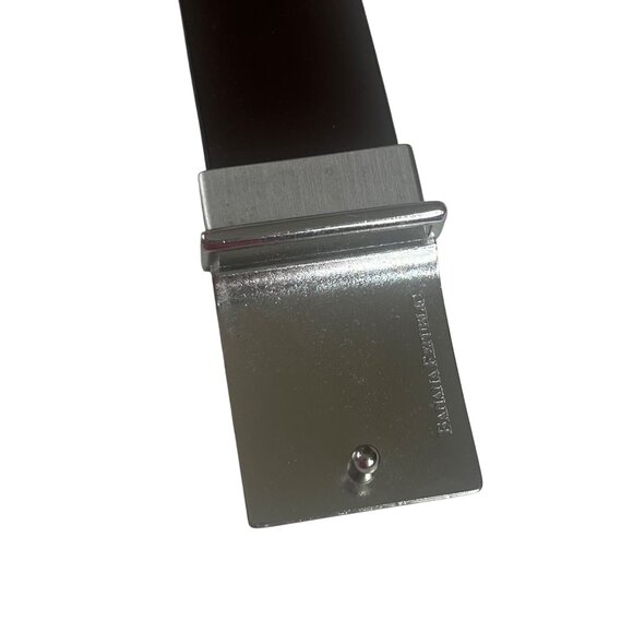 Banana Republic Leather Belt Mens Black Silver Buckle 36" - Picture 4 of 8